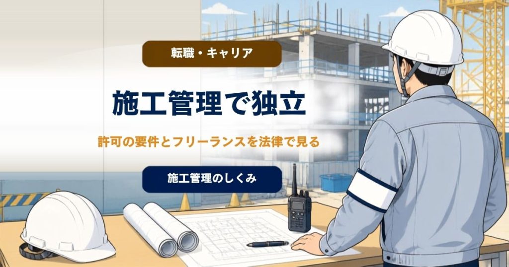 施工管理で独立するには？ 許可の要件とフリーランスを法律で見るのアイキャッチ画像