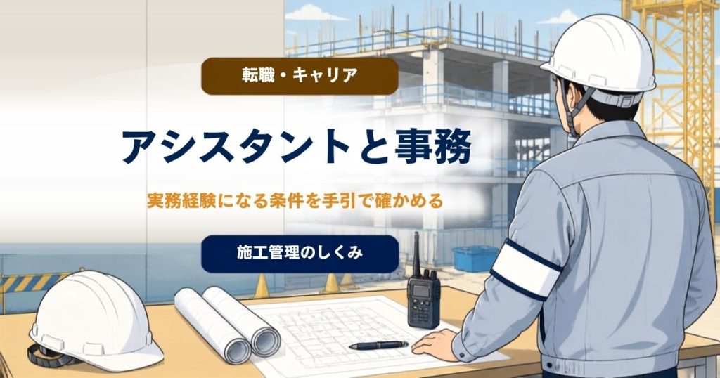 施工管理アシスタントとは？ 事務との違いと実務経験になる条件のアイキャッチ画像