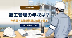 施工管理の年収は？ 賃金統計で見る年代別・会社規模別の目安のアイキャッチ画像