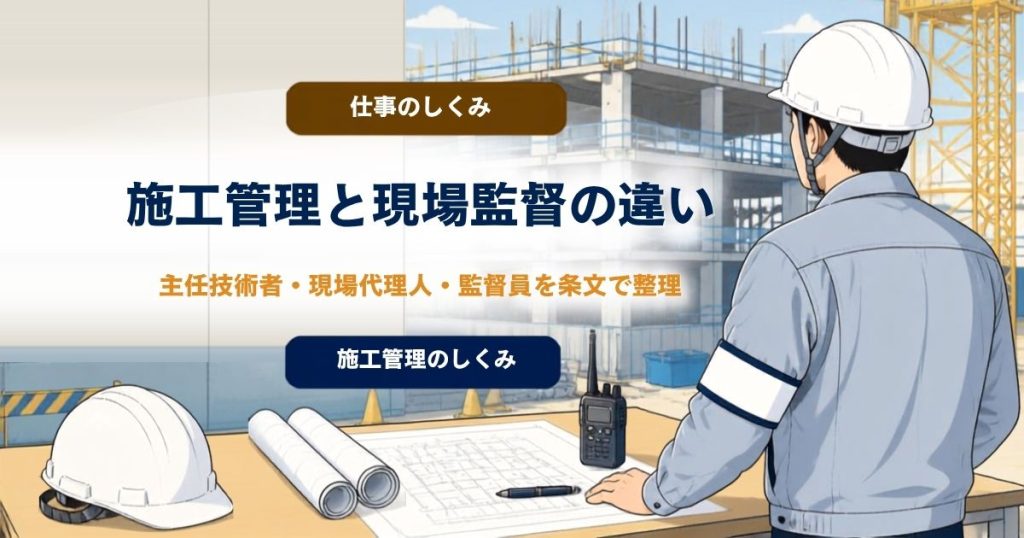 施工管理と現場監督の違いは？ 現場代理人・監督員との関係も整理のアイキャッチ画像