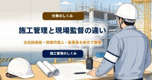 施工管理と現場監督の違いは？ 現場代理人・監督員との関係も整理のアイキャッチ画像