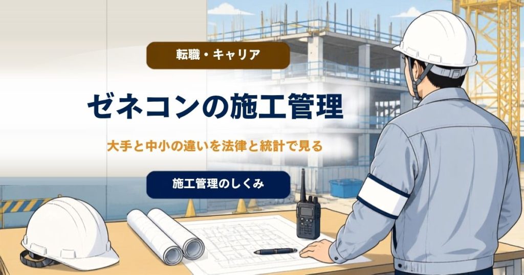 ゼネコンの施工管理とは？ 大手と中小の違いを法律と統計で見るのアイキャッチ画像